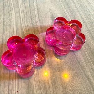 Retro / Y2K flower tea light candle holders - Barbie pink! So CUTE - Partylite